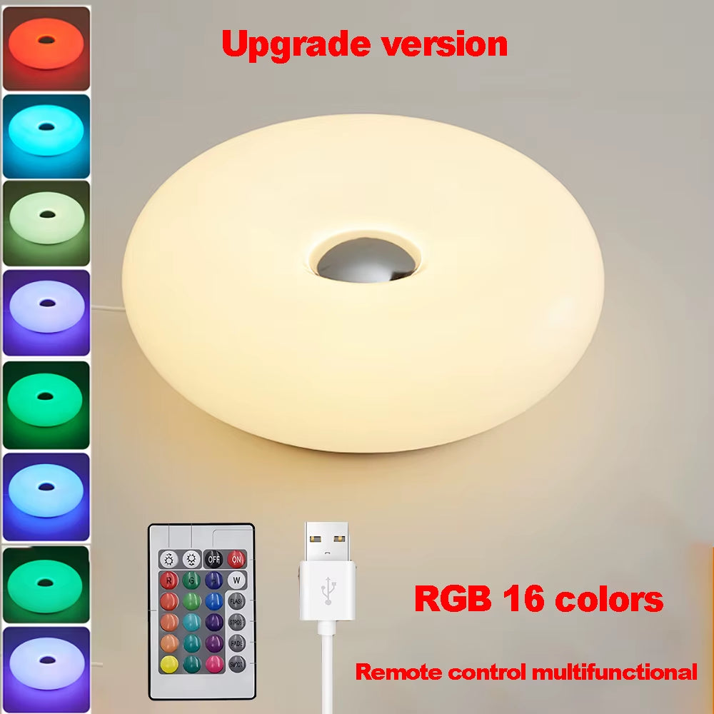 Bauhaus Table Lamp USB Plug Bedroom Bedside Lamp Living Room Dining Room Decoration Donut Ambient Light
