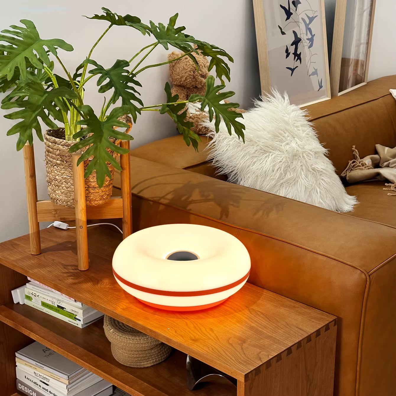 Bauhaus Table Lamp USB Plug Bedroom Bedside Lamp Living Room Dining Room Decoration Donut Ambient Light
