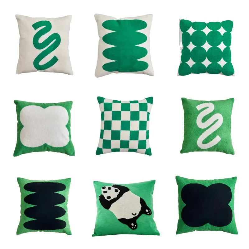 Embroidered Pillow Cover (Green and Black Series)