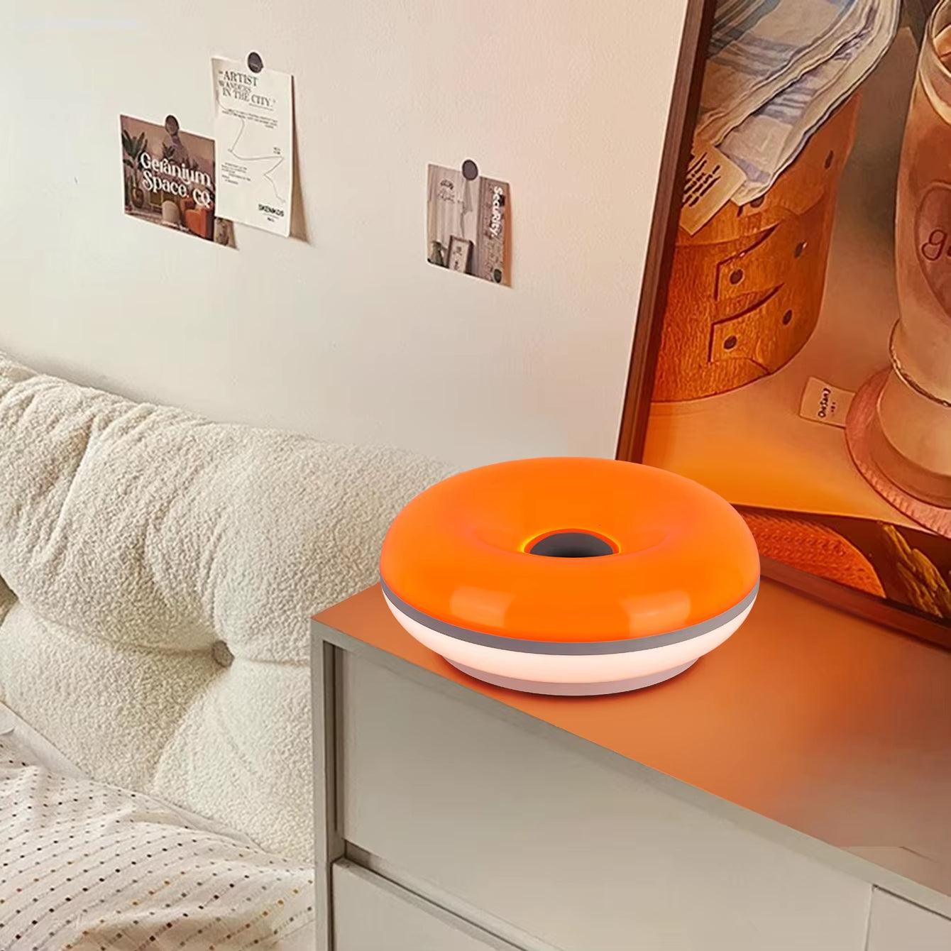 Bauhaus Table Lamp USB Plug Bedroom Bedside Lamp Living Room Dining Room Decoration Donut Ambient Light